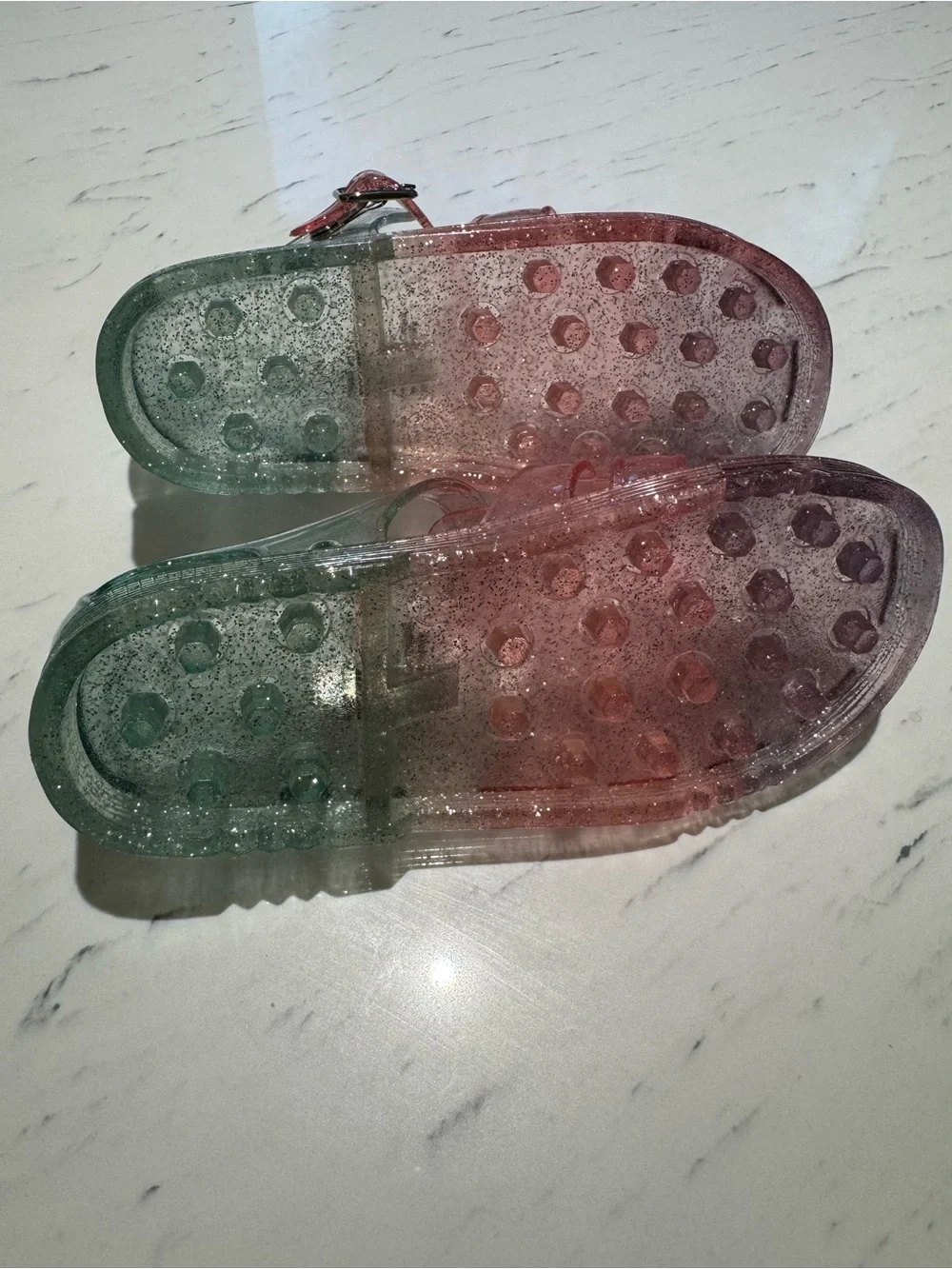 GAP Girls 10 Toddler Glitter Jelly Sandals - Purple Pink and Green NWOT